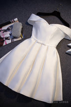 Wine Red Satin Handmade Knee Length Prom Dress, Short Prom Dresses
