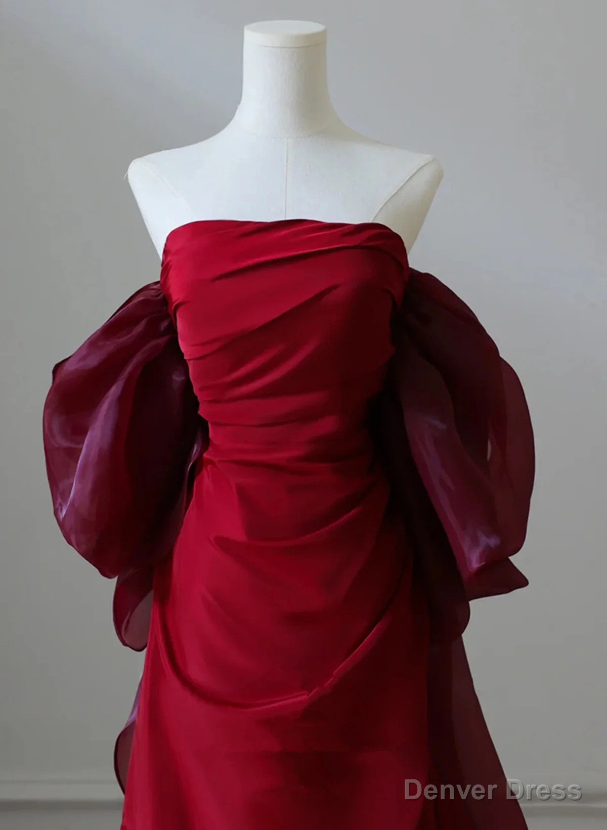 Wine Red Satin Scoop Long Prom Dress, Wine Red Long Prom Dress