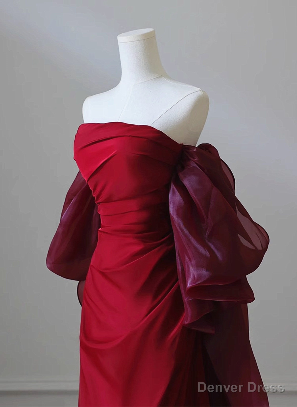 Wine Red Satin Scoop Long Prom Dress, Wine Red Long Prom Dress