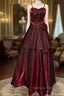 Wine Red Straps Sweetheart Vintage Style Prom Dress, Wine Red Prom Dresses