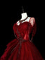Wine Red Sweetheart Beaded Tulle Prom Dress, Off Shoulder Sweet 16 Dresses