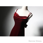 Wine Red Velvet Mermaid Wedding Prom Dress, Wine Red Prom Dresses