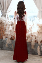 Wine Red Velvet Straps Wedding Prom Dress, Wine Red Lace-Up Prom Dresses