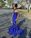 Women'S Mermaid Prom Dress, Sweetheart Sequin Royal Blue Birthday Prom Dresses