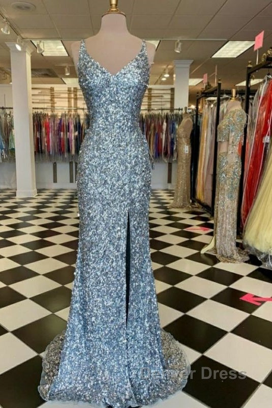 WomenS Spaghetti Straps Sequins Sparkly Prom Dresses Formal Graduation Evening Dresses Secondary image