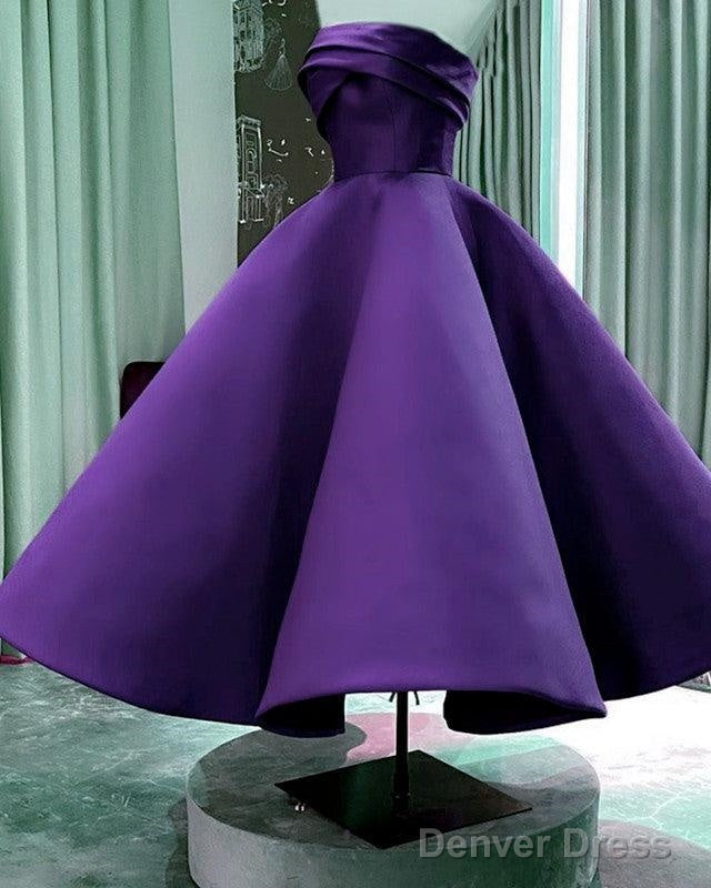 WomenS Strapless Satin Midi Prom Party Dresses Secondary image