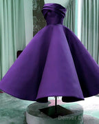 WomenS Strapless Satin Midi Prom Party Dresses