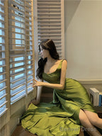 WomenS Suspender Dress Satin Long  Prom Dresses Formal Dress