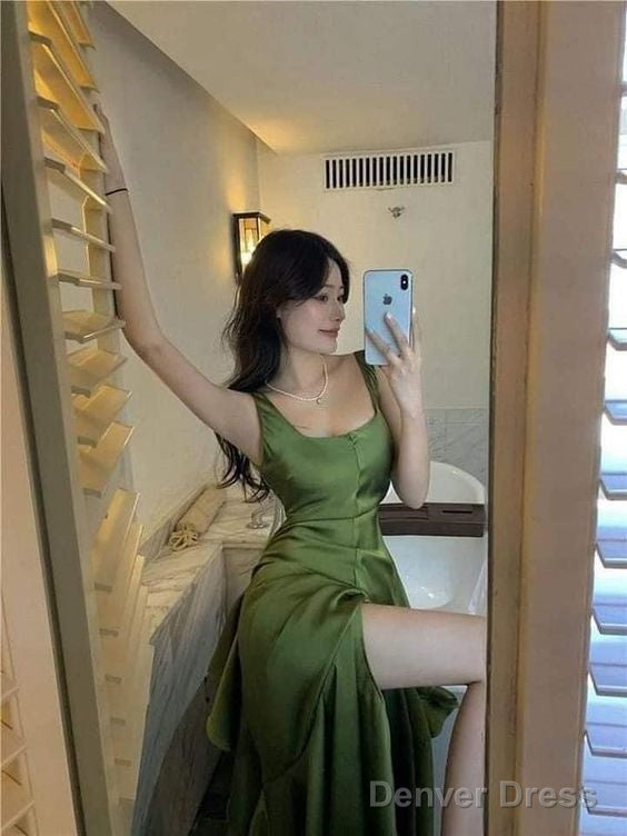 WomenS Suspender Dress Satin Long  Prom Dresses Formal Dress