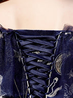 A-Line Prom Dresses Elegant Dress Wedding Guest Party Wear Floor Length Short Sleeve Off Shoulder Tulle with Embroidery Tiered