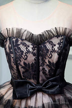 Black Layers Tulle Short Prom Dress, A Line Homecoming Prom Dresses