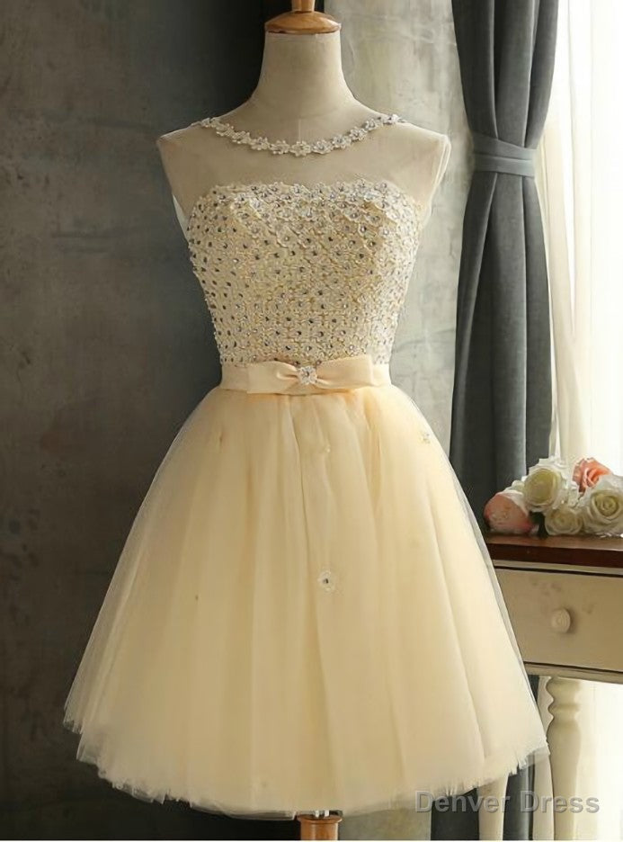 Yellow Beading Homecoming Dresses Main image