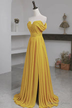Yellow Chiffon A Line Simple Prom Dress Yellow Bridesmaid Dress prom Dresses shops