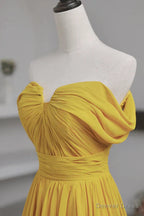 Yellow Chiffon A Line Simple Prom Dress Yellow Bridesmaid Dress prom Dresses shops