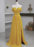 Yellow Chiffon A Line Simple Prom Dress Yellow Bridesmaid Dress prom Dresses shops