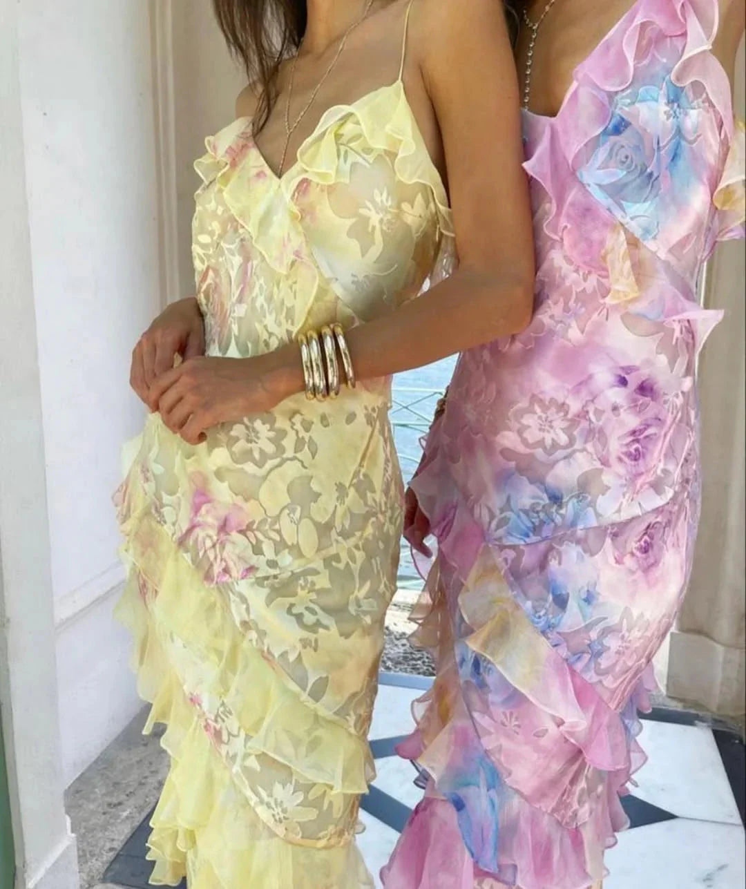 Yellow Fashion Elegant Layered Tulle Long Ball Gowns Backless Mermaid Slim Fit Prom Gowns Prom Dresses