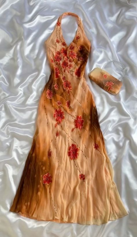 Orange Yellow Fashion Halter Floral Beading Long Elegant Chiffon Ball Gowns Prom Dresses Main image