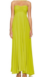 Yellow Green Fashion Simple Elegant Tube Top Off Shoulder Long Chiffon Ball Gowns Prom Dress With Scarf