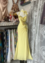 Yellow Halter Sweetheart Mermaid Vintage Long Prom Dress