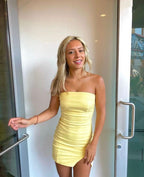 Yellow Homecoming Dress , Short Prom Dresses