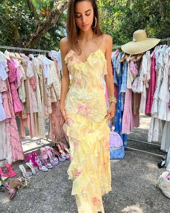 Yellow Fashion Elegant Layered Tulle Long Ball Gowns Backless Mermaid Slim Fit Prom Gowns Prom Dresses Main image