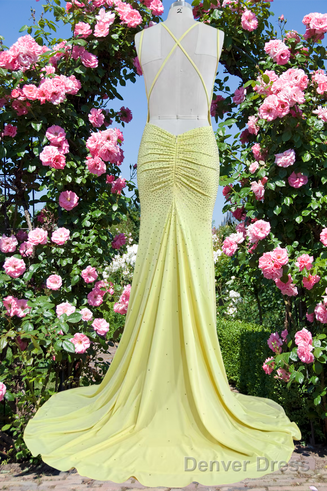 Yellow Mermaid Long Prom Dresses Shiny Evening Prom Dresses