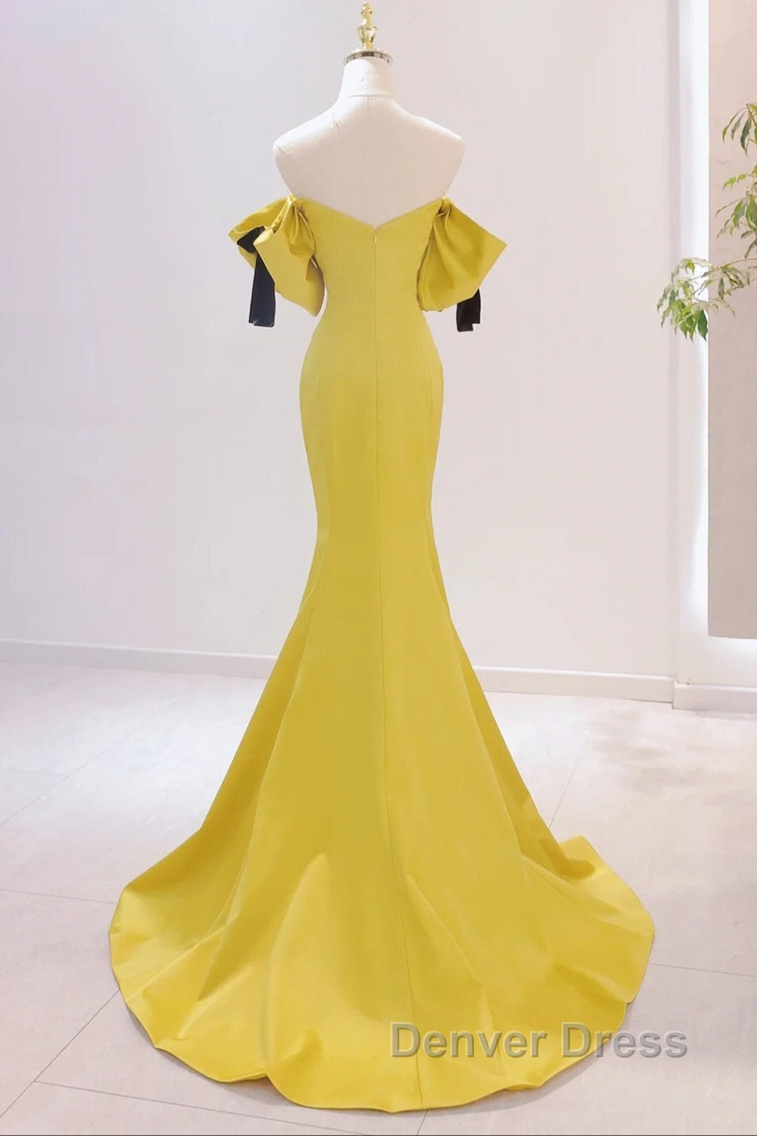 Yellow Mermaid Sweetheart Prom Dresses, Off Shoulder Yellow Evening Dresses