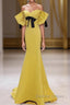 Yellow Mermaid Sweetheart Prom Dresses, Off Shoulder Yellow Evening Dresses