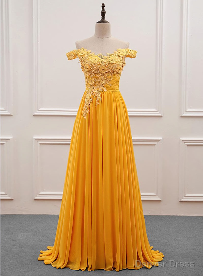 Yellow Off Shoulder Long Party Dress, Sweetheart Formal Dress Main image