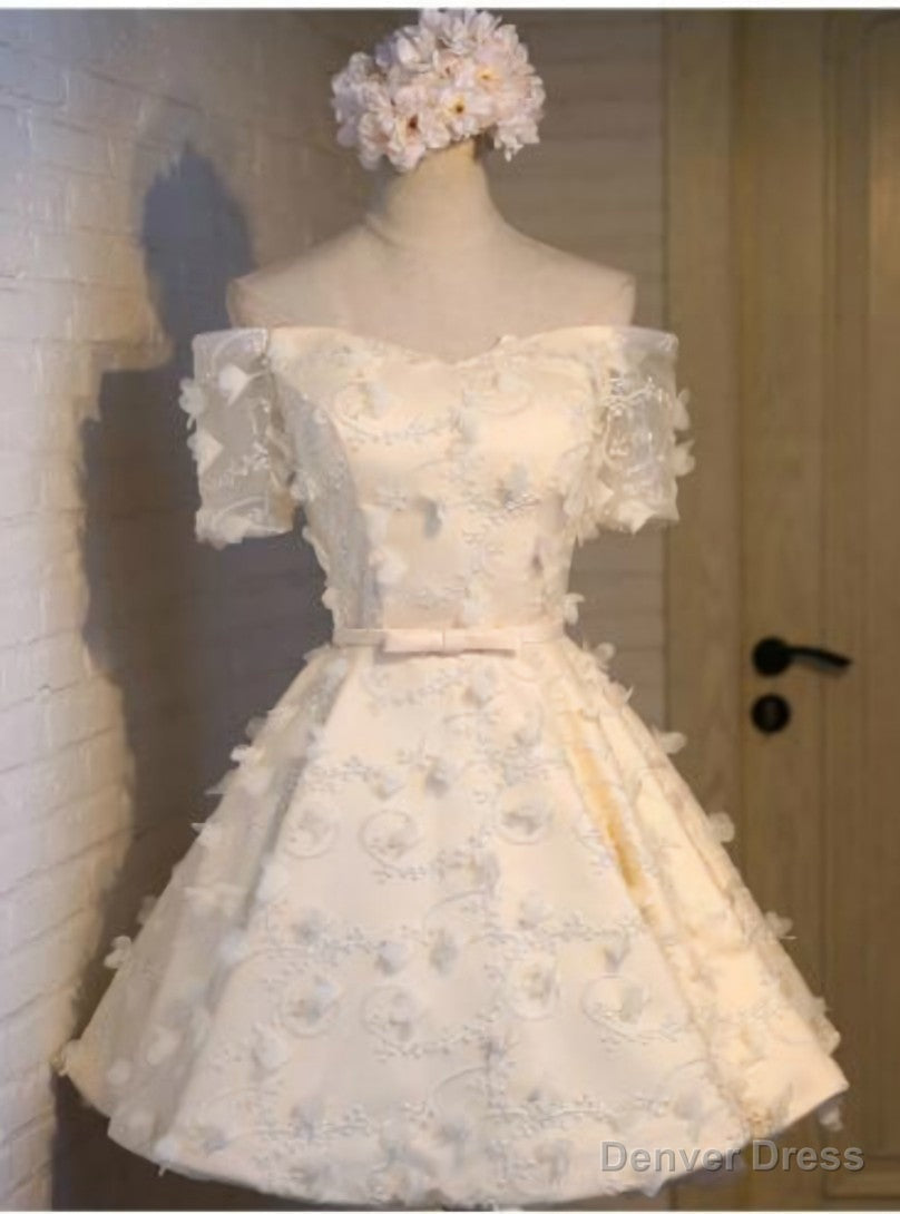 Yellow Off The Shoulder Flower Homecoming Dresses Main image