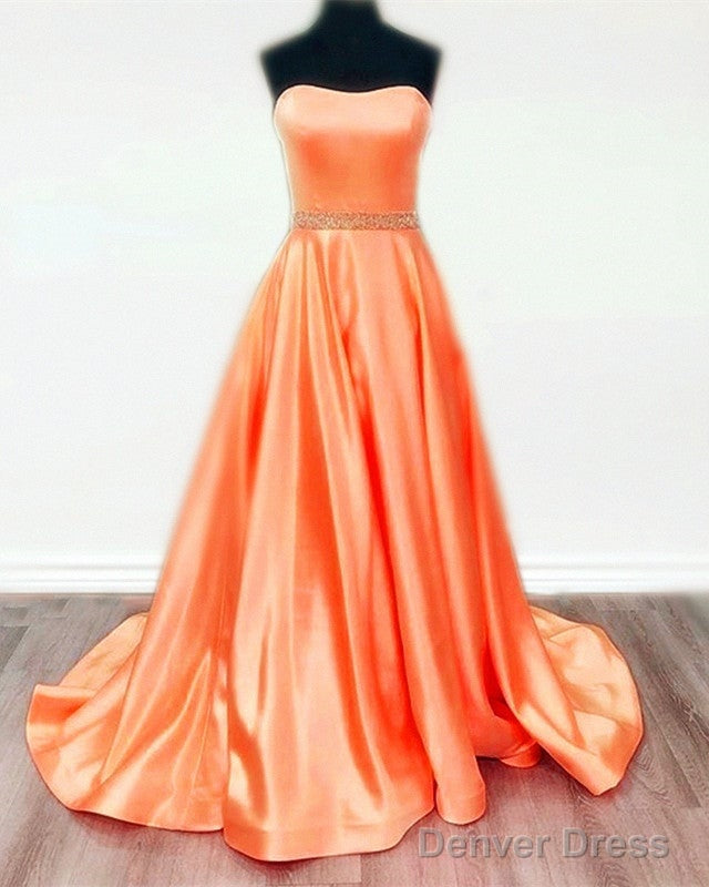 Yellow Satin Strapless Ball Gown Dresses Beaded Sashes Secondary image