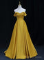 Yellow Satin Sweetheart Long Simple Party Dresses, Yellow Formal Gown Prom Dresses