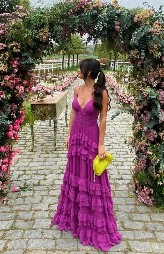 New Purple V-Neck Prom Dress, Graduation Prom Dresses Secondary image