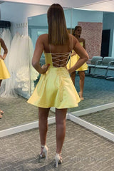 yellow simple a line homecoming dress