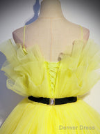 Yellow Tulle Long Prom Dress, Yellow Tulle Formal Dress