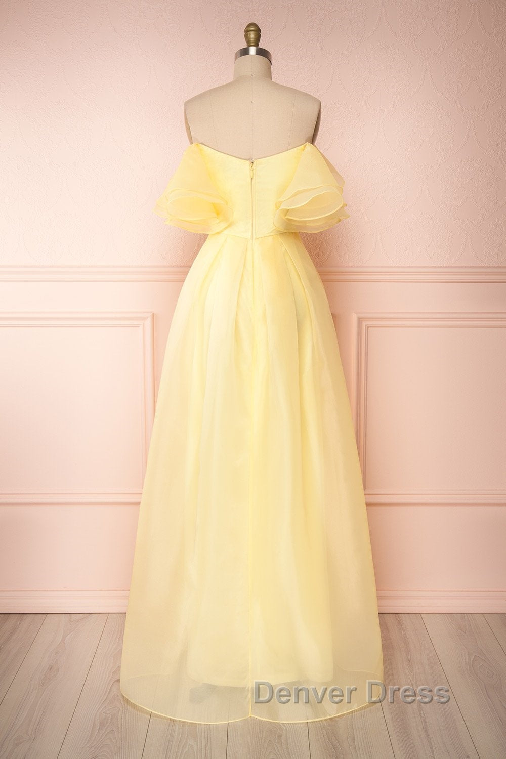Yellow tulle off shoulder long prom Dress yellow Prom Dresses