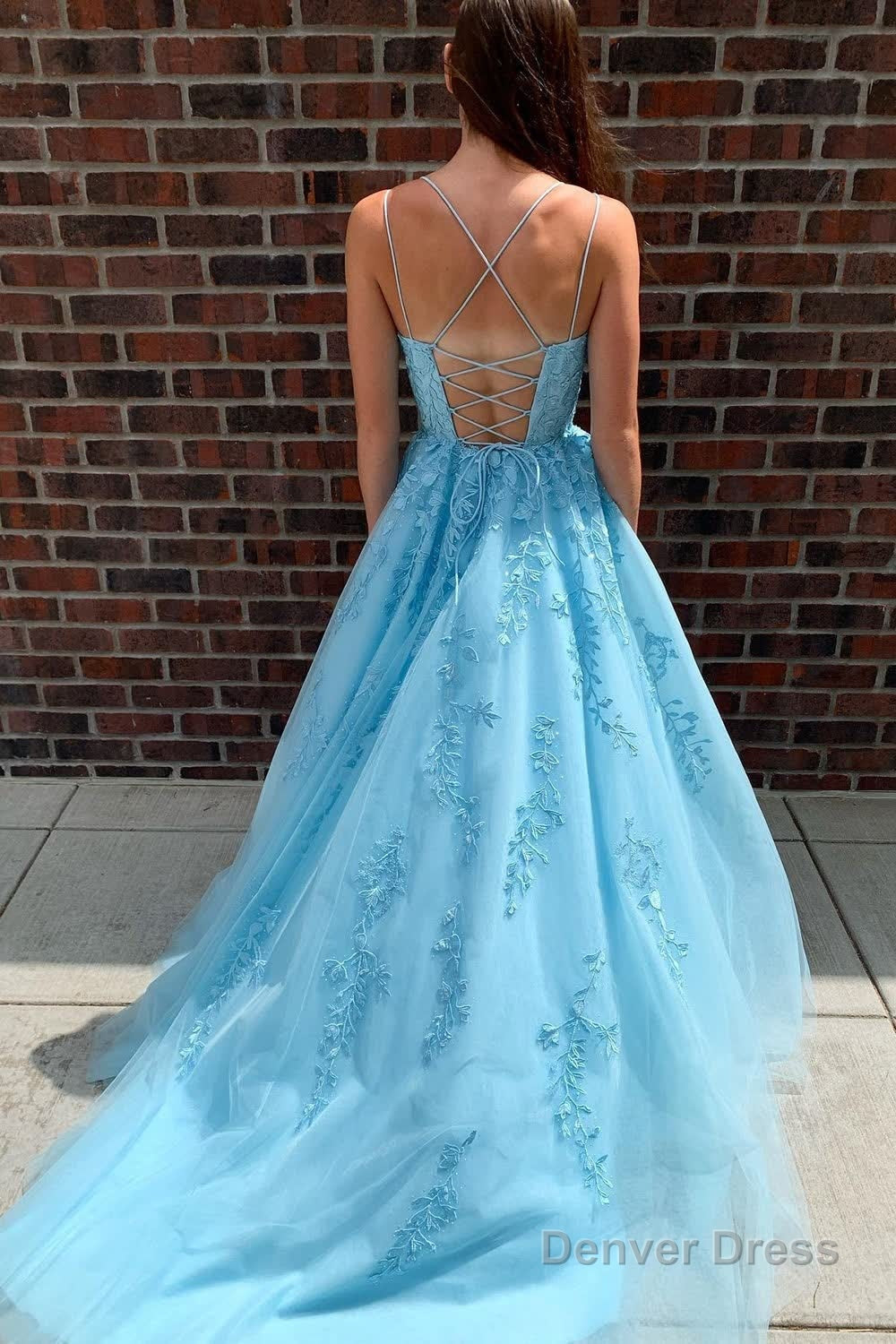 Yellow Tulle Prom Dresses with Appliques