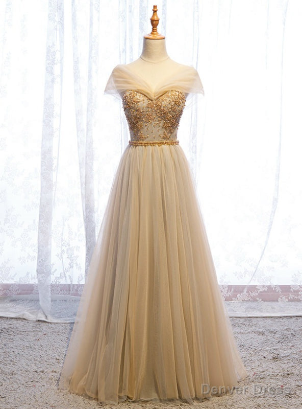 Yellow Tulle V-neck Beading Sequins Prom Dress Main image