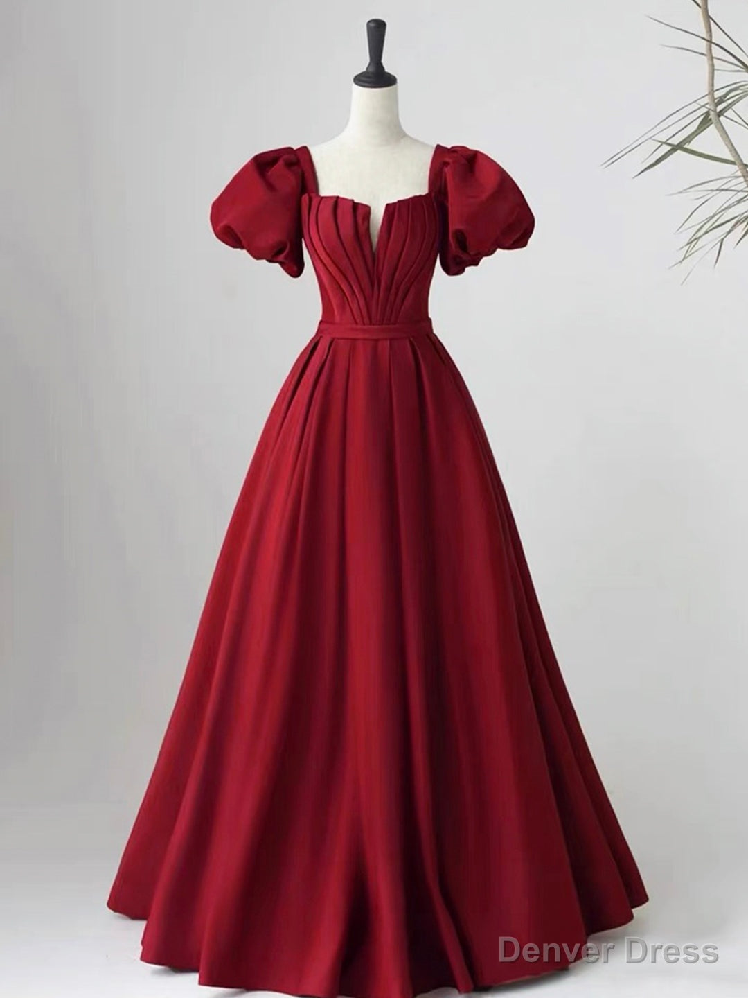 Lovely Satin Floor Length Short Sleeves Party Dress, A-Line Evening Party Dress