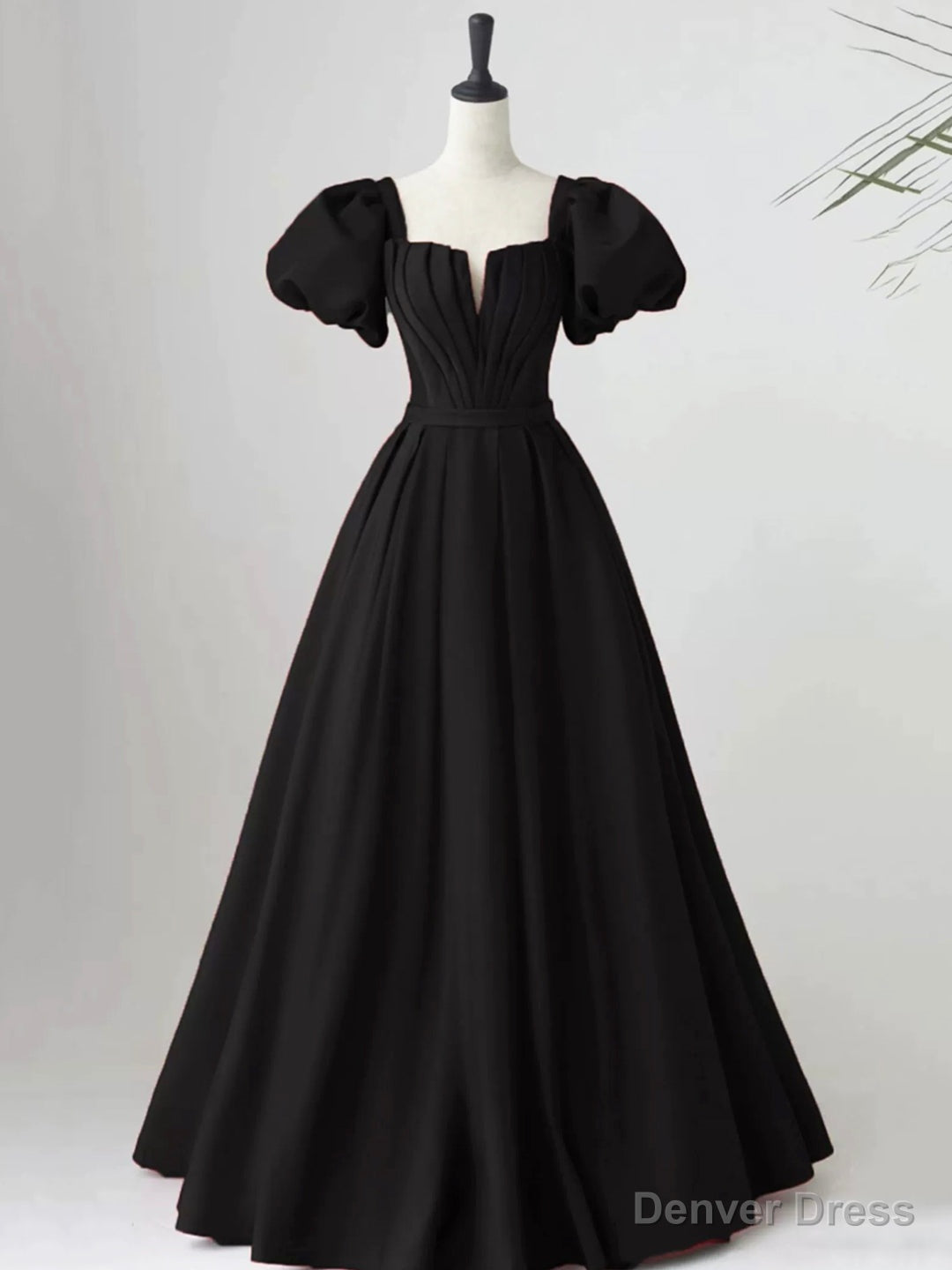 Lovely Satin Floor Length Short Sleeves Party Dress, A-Line Evening Party Dress