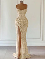 Pink Sheath Sequin Prom Dress Elegant Dress Prom Floor Length Sleeveless Strapless Masquerade Dresses