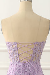 Lavender Strapless Mermaid Prom Dress with Appliques