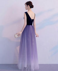Purple Tulle Long Prom Dress, Purple Tulle Bridesmaid Dress