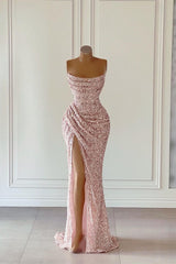 Вечірні сукні з новим приходом рожевими блискітками без розколу