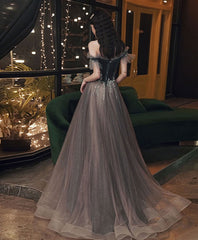 Green Tulle Sequin Long Prom Dress, Green Formal Dress