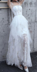 White Sweetheart Tulle Prom Dress, White Formal Dress