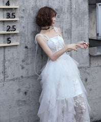 White Sweetheart Tulle Prom Dress, White Formal Dress