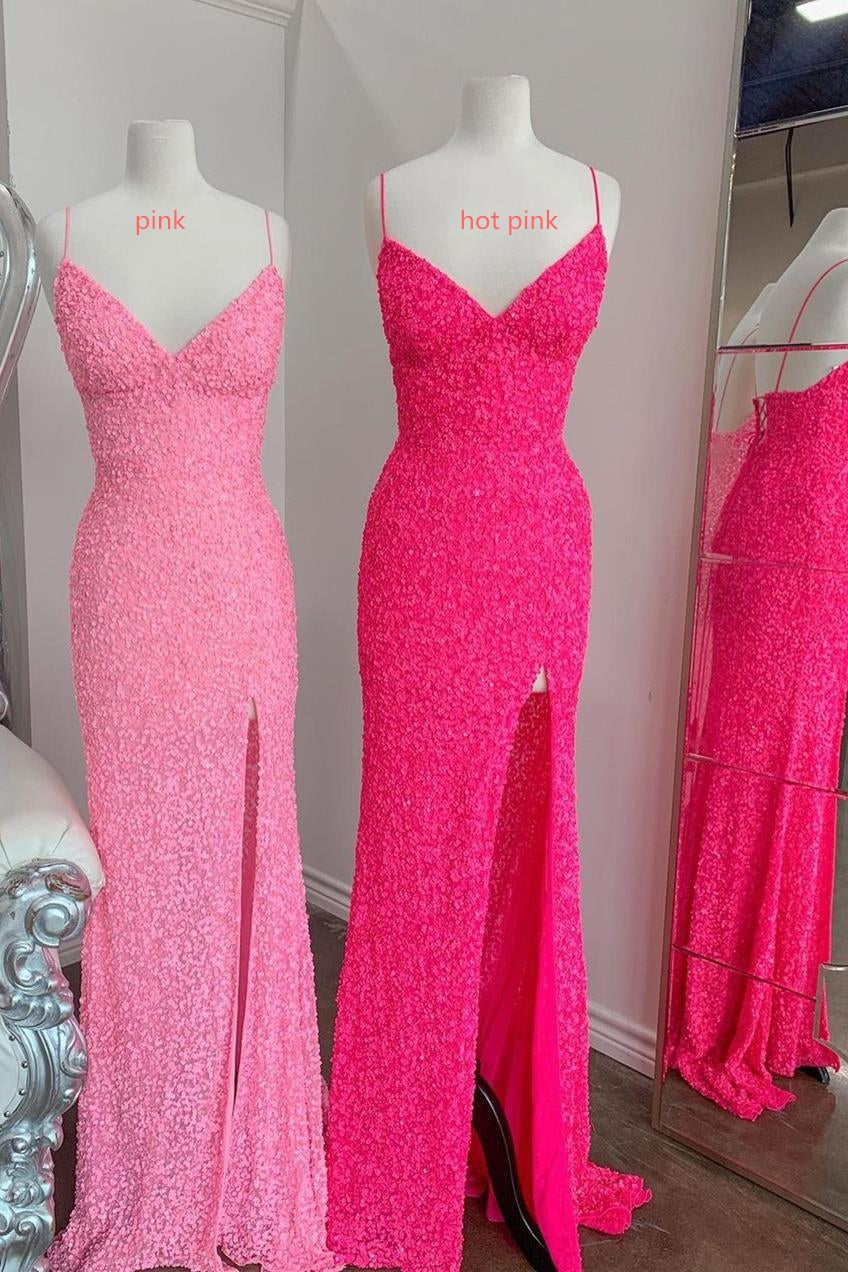 Flattering Mermaid Hot Pink Long Party Dress
