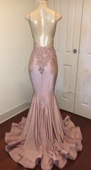 Sexy Mermaid Dusty Rose Sweetheart Shiny Backless Long Prom Dress 2024