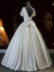 White Sweetheart Satin Long Bridal Dress, White Wedding Dress